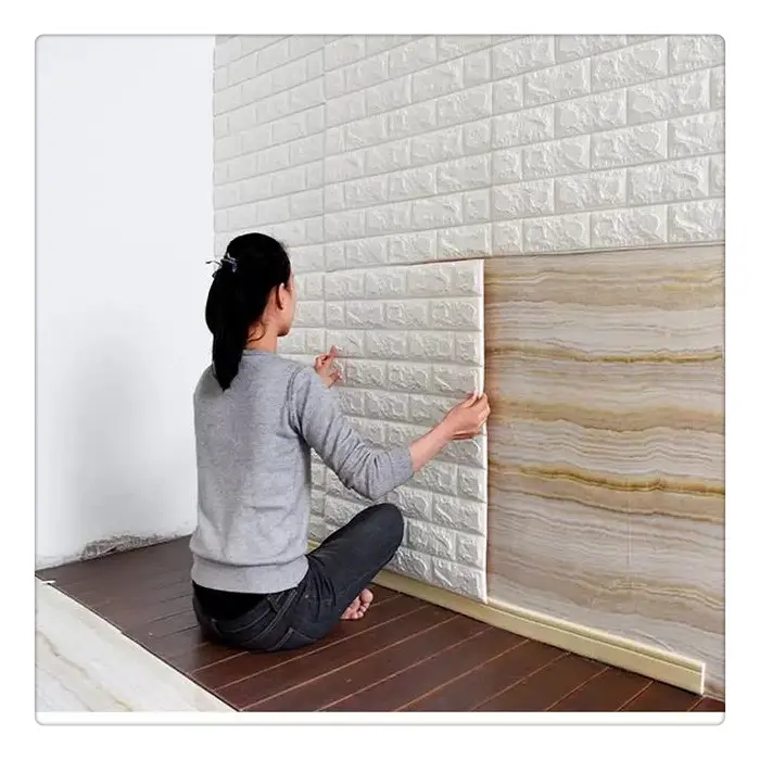 3d Decorative Wall Panel Pink White PE Wall Panels 3d Brick Wallpaper 3d Foam Wall Stickers For Home Decoration