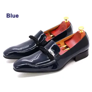 Stylish Black Patent Leather Loafer With Strap Men Slip On Driving Shoes Pointed Toe Casual Shoes