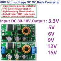 Convertisseur DC-DC DD8024TA, carte abaisseur haute tension 10-80V vers 3.3V/5V/6V/9V/12V/15V, module d'alimentation abaisseur A77