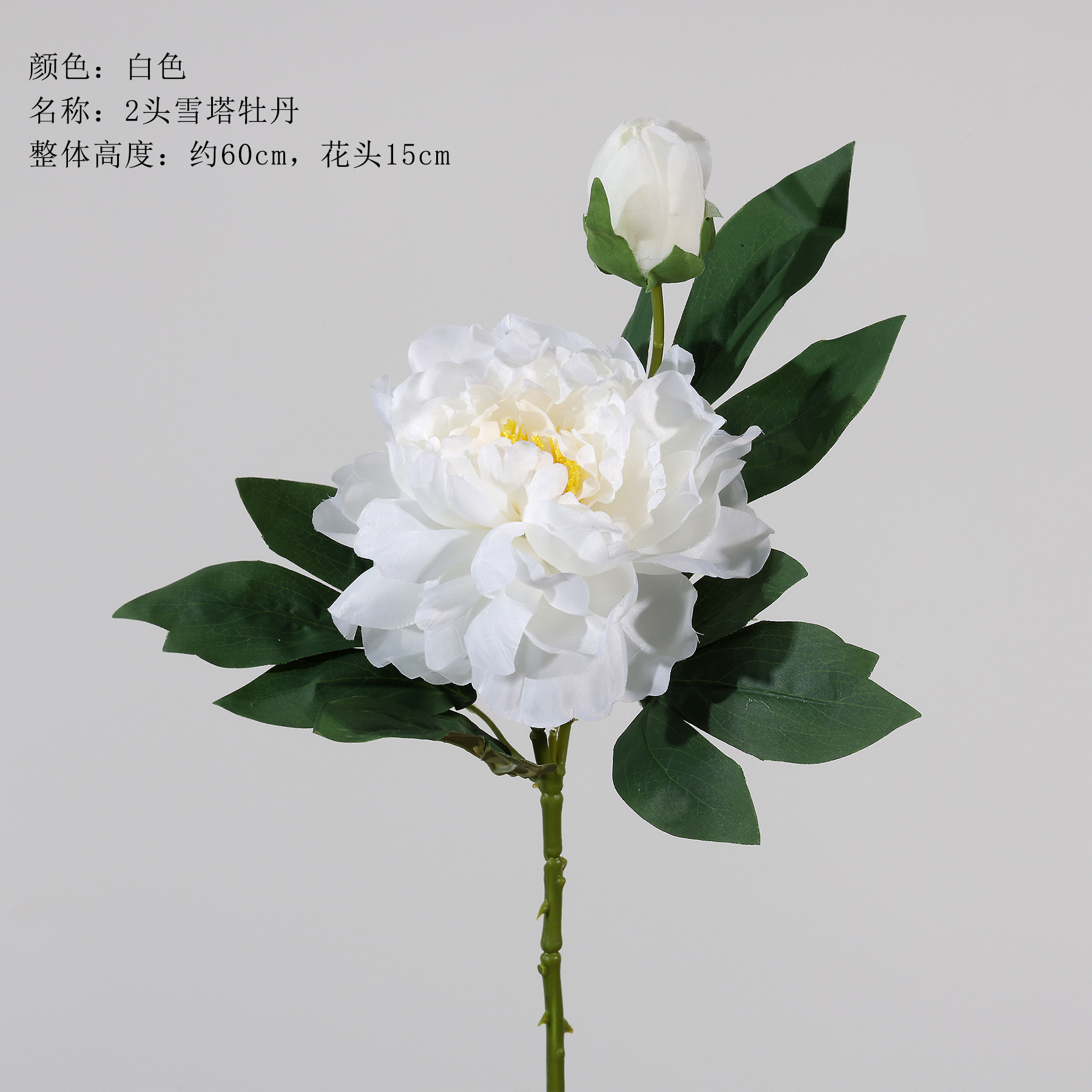 2 peonie torre di neve - bianco