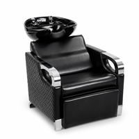 Fauteuil de Barbier Professionnel Matelassé Effet Diamant HZ9018Z – Unité de Lavage de Luxe pour Salon avec Cuvette en Céramique et Accoudoir Chromé