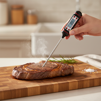 Termometer Dapur & BBQ Digital Plastik Tahan Air Bertenaga Baterai dengan Rentang -50-300C untuk Daging, Penggunaan Rumah Tangga