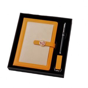 Luxury PU Leather Hardcover A5/A6 Spiral Eco-Friendly Planner Customizable Logo 16G USB Gift <b>Set</b> <b>Notebook</b> Pen for Girls for - Product Image 1
