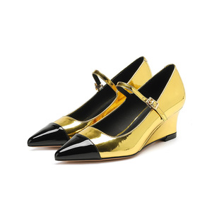 Chaussures à talons hauts pointus tendance, color-block, à <span class=keywords><strong>talon</strong></span> <span class=keywords><strong>compensé</strong></span>, à bout peu profond, pour femme, idéales pour le bureau et les trajets quotidiens. - Product Image 4