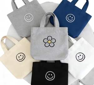 Sac fourre-tout en toile durable et écologique, design minimaliste, motif lettres, longue poignée, emballage portable, petite taille pour un usage quotidien - Product Image 1