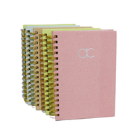 Couverture en tissu Page personnalisée reliure en spirale Agenda mensuel hebdomadaire Journal cahier planificateur argent estampage