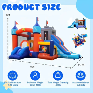 منزل ترتد تجاري ، ملعب ترتد قابل للنفخ PVC للكبار ، منزلق مزدوج ، تجمع الكرة - Product Image 2