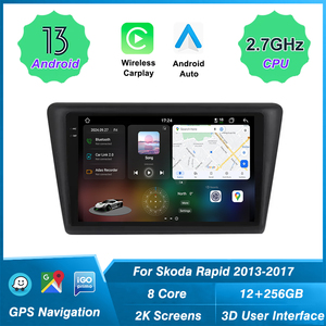 Radio <span class=keywords><strong>Android</strong></span> 12 + 256G pour Skoda Rapid 2013-2017 QLED 2K écran sans fil carplay GPS Navigation unité principale - Product Image 3