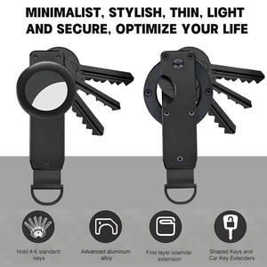 سلسلة مفاتيح معدنية من السبائك مع مساحة لتخزين جهاز تتبع Air Tag، مشبك لتخزين 2-6 مفاتيح، يمنع فقدان المفاتيح، سلسلة مفاتيح مع تتبع <span class=keywords><strong>GPS</strong></span> - Product Image 4