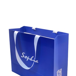 Customizable Blue Paper Packeing Paper <b>Bag</b> Store <b>Bags</b> With logo Luxury - Product Image 4
