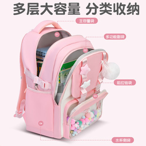 Lightweight Cartoon Backpack For Girls 15 Inches With Plush Chain And Interior Zipper Pocket School Education - Product Image 3
