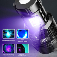 Lampe torche tactique LED COB rechargeable par USB, 9 LED, super puissante, avec lumière latérale UV, corps en ABS, faisceau puissant