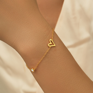 Gold Plated Jewelry Heart Shape Fashion Zircon Bracelet S925 - Product Image 5