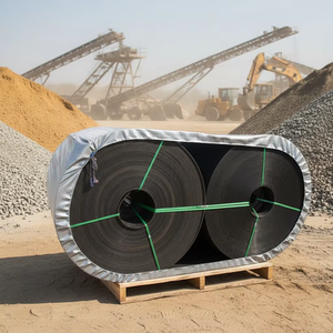 Nylon polyester zwarte rubber transportband / bandtransportband voor mijnbouw, steen, zand, cement - Product Image 1