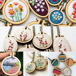 2023 Diy Craft Sewing Kit Mixed Sizes Circle Round Oval Cross Stitch Wholesale Wooden Mini Embroidery Hoop Ring
