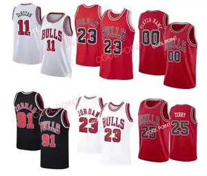 Best Quality #23 #1 Rose #33 Pippen #91 Rodman Basketball Jersey Stitched Cool Fashion Hip Hop Quick Dry
