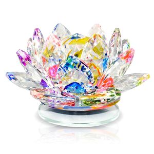 Figura Decorativa de Flor de Loto de Cristal Multicolor, Adorno Transparente para el Hogar, Oficina, Estantería o Vitrina - Product Image 2