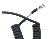 Kabel Patch Spiral Cat5e RJ45 Terlindung 8P8C TPU Kabel Jaringan Spiral Retractable FTP Patch Cable