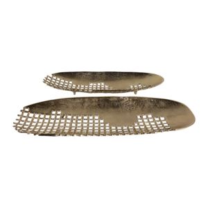 Set di vassoi decorativi in rete con finitura oro, forma ovale, per tavolino da caffè o toeletta - Product Image 5