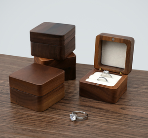 Custom Engraved Black Walnut Square Wooden Ring <b>Box</b> Magnetic Closure Vintage Luxury <b>Wedding</b> <b>Keepsake</b> for Engagement - Product Image 3