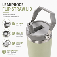 Vaso térmico personalizado de acero inoxidable de 30 oz con asa superior, tapa con pajita abatible y base apta para portavasos - Proveedor mayorista