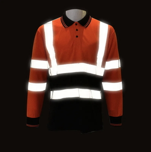Venta al por mayor de encargo de los hombres de manga larga de alta visibilidad Polos 100% poliéster reflectante transpirable nivel D protección ropa de alta seguridad - Product Image 1