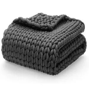 China Manufacturer custom OEKO Hand Woven chunky Knitted Chunky Throw knit heavy sensory gravity weighted blanket