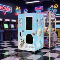Machine à glaces et sorbets intelligente 24h/24, 6 garnitures et distributeur automatique de gobelets avec cuillère