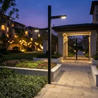 Lampadaire LED à double tête en alliage d'aluminium anti-corrosion personnalisé avec IP65, blanc chaud 3500K, angle de faisceau 80°, 4000LM pour parc