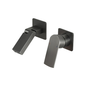 Robinet de lavabo mural encastré à <span class=keywords><strong>poignée</strong></span> unique, style minimaliste moderne, pour salle de bain, luxe discret, eau chaude et froide - Product Image 5