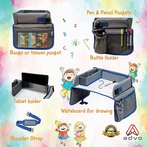 Plateau de voyage pour enfants en polyester 600D avec tableau effaçable à sec, support de tablette anti-chute, plateau de voyage pour ordinateur portable pour les voyages en voiture - Product Image 4