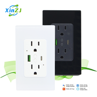 Prises murales intelligentes XZJ Tuya Wifi, norme américaine, encastrables, 110-250V 15A PD20W, 2 prises AC, type 118