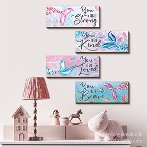 ตกแต่งผนังลายเงือก 4 แผ่น งานศิลปะแขวนผนัง ตกแต่งบ้าน สำหรับห้องนอน ห้องนั่งเล่น งานอีเว้นท์ งานปาร์ตี้ ลายการ์ตูน - Product Image 3