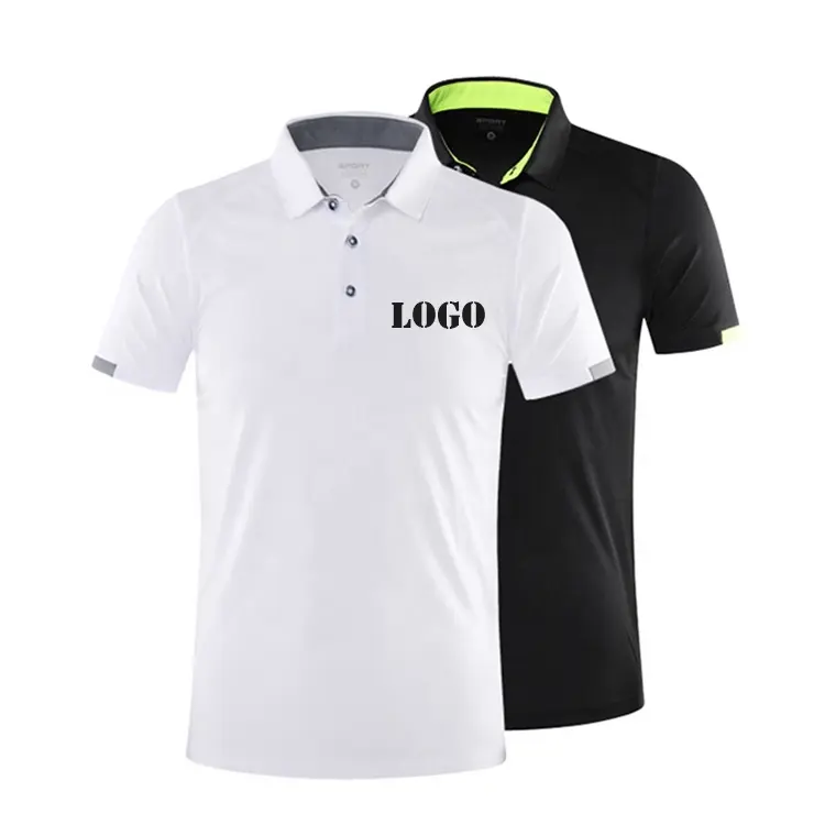 Camisa polo masculina de poliéster, camiseta de polo para homens, esportiva e negócios, logotipo personalizado, 100%