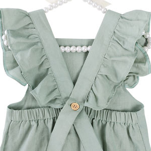 Vestiti all'ingrosso della boutique infantile di modo increspature senza maniche per bambini in tessuto di lino solido <span class=keywords><strong>vestito</strong></span> da bambina - Product Image 5