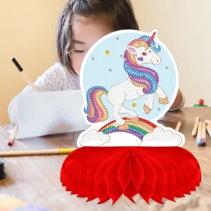 Custom Diy Regenboog Pony Diamant Honingraat Logo Kleurpatronen Geschilderd Door Kinderen En Volwassenen
