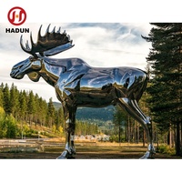 Grande décoration de forêt Grande statue d'orignal en acier inoxydable à vendre