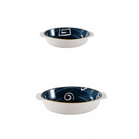 Bol de service en porcelaine de style japonais personnalisé, à double anse, pour four et table, écologique, compatible micro-ondes, 9 et 10,5 pouces