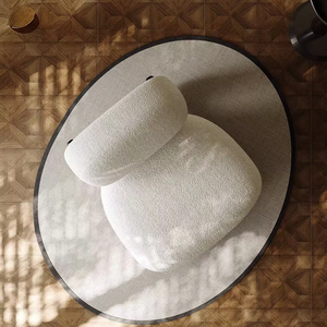 현대 와비-사비 스타일 단단한 나무 양고기 벨벳 싱글 소파 의자 기울이기 간단한 디자이너의 게으른 레저 가구 거실 - Product Image 5