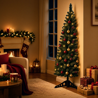 Sapin de Noël artificiel en PVC vert pliable, effet neige, avec guirlandes lumineuses, décoration intérieure, 120-240 cm, très vendu