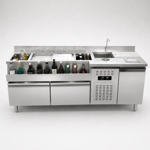 Stazione <span class=keywords><strong>Bar</strong></span> in Acciaio <span class=keywords><strong>Inox</strong></span> 201 con Vassoio per Frutta, Doppia Porta, Controllo Digitale della Temperatura, Contenitore per Ghiaccio Scorrevole per Cocktail <span class=keywords><strong>Bar</strong></span> - Product Image 5