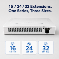 Système PBX Hôtelier 8 lignes CO 32 extensions CP832 PABX avec identification de l'appelant, répondeur automatique, LCR, et clavier numérique extensible