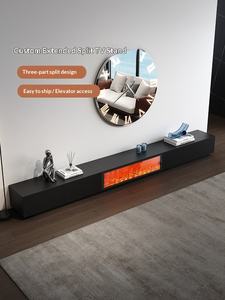 Mobile TV in Pietra Nera e Legno con Tavolino da Caffè, Combinazione Moderna di Lusso Leggero con Fiamma Simulata per <span class=keywords><strong>Soggiorno</strong></span> - Product Image 2