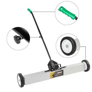 30" Magnetic Sweeper Metal Rolling Wheel 50 Lb Pull Removable Telescopic Handle