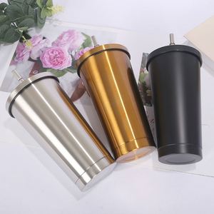 17oz 304 Stainless Steel Vacuum Insulated Tumbler Custom Logo Thermal Cups <b>Coffee</b> Mugs Straw for Iced Beverages - Product Image 5
