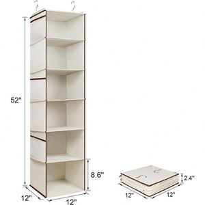 Wholesale 6-Layer Custom Logo Rectangle Wardrobe Storage Bag Hanging Organizer <b>Hooks</b> Non-Woven Fabric Folding for Clothes Sewing - Product Image 4