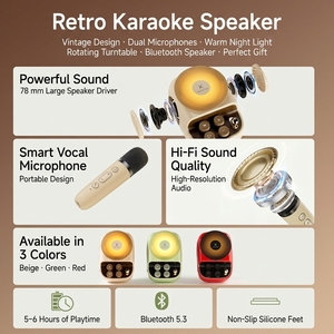 KUANGXIANG - Micrófono de <span class=keywords><strong>Karaoke</strong></span> Portátil Retro con Altavoz y Luz Nocturna Cálida, de China, para el Hogar - Product Image 3