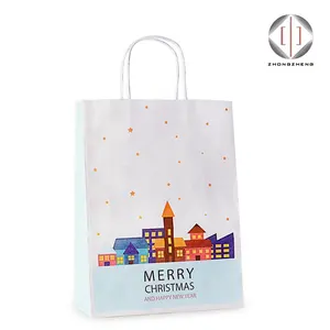 Gift Tote Shopping Bag Promotion Paper New Reusable Chinese Wedding Year Christmas Baby 100gsm Kraft Paper Food Package Open Top