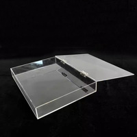 Plateau en acrylique avec couvercle, plateau rectangulaire en acrylique personnalisé avec couvercle à charnière, boîte de rangement pour bijoux en acrylique transparente carrée, vitrine