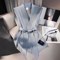 Blusa Elegante de Alta Gama para Mujer, Sin Mangas, con Lazo en la Cintura, a la Moda